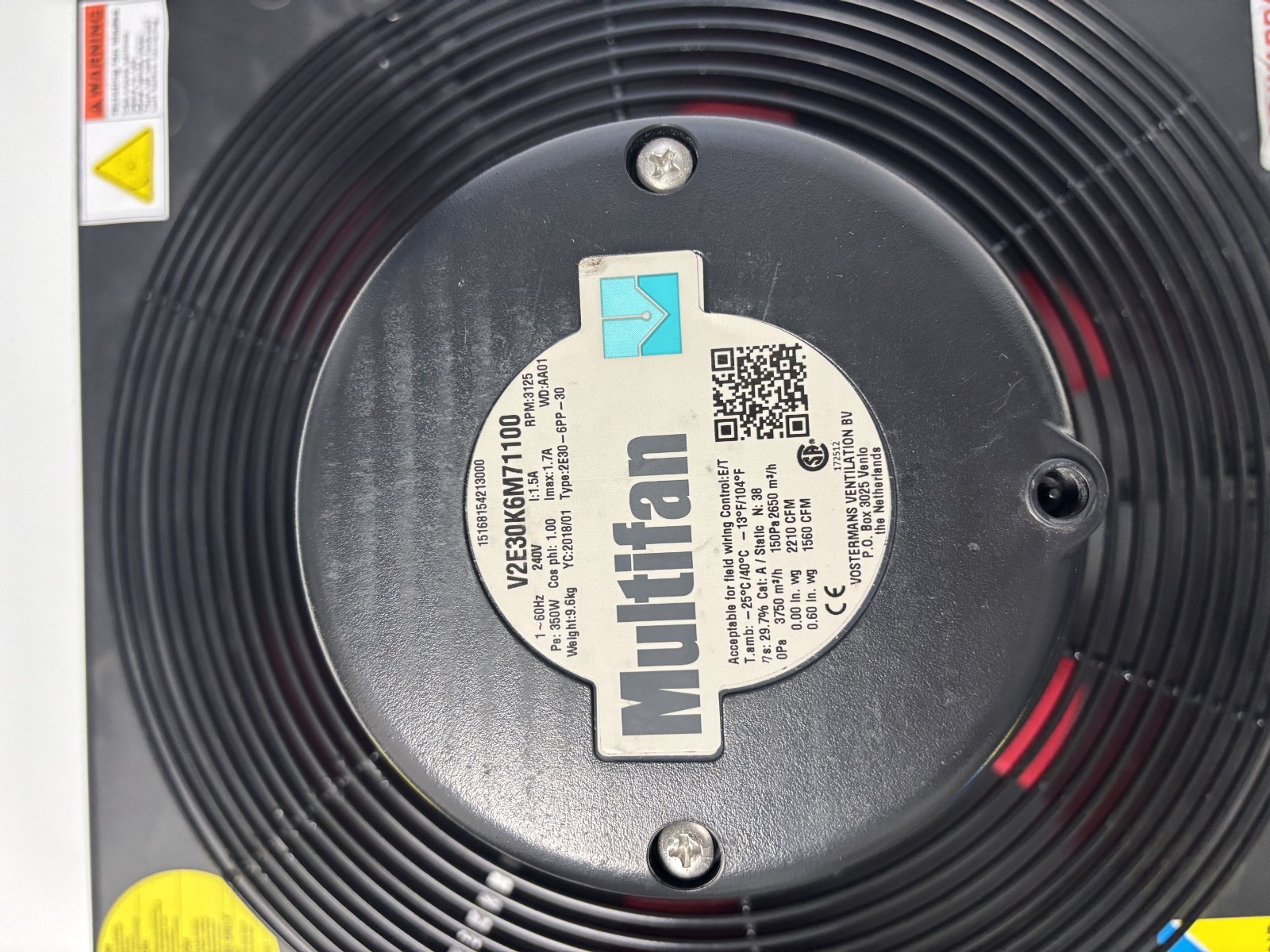 New in Box MULTIFAN V2E30K6M71100 Exhaust Fan, 12″, Single-Phase 240VAC
