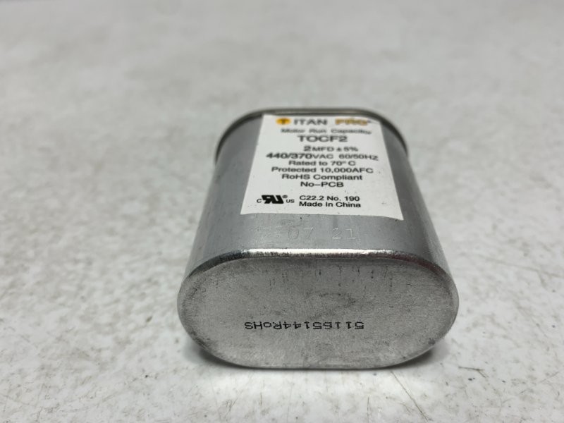 Titan Pro TOCF2 Motor Run Capacitor 2MFD 440/370VAC Oval