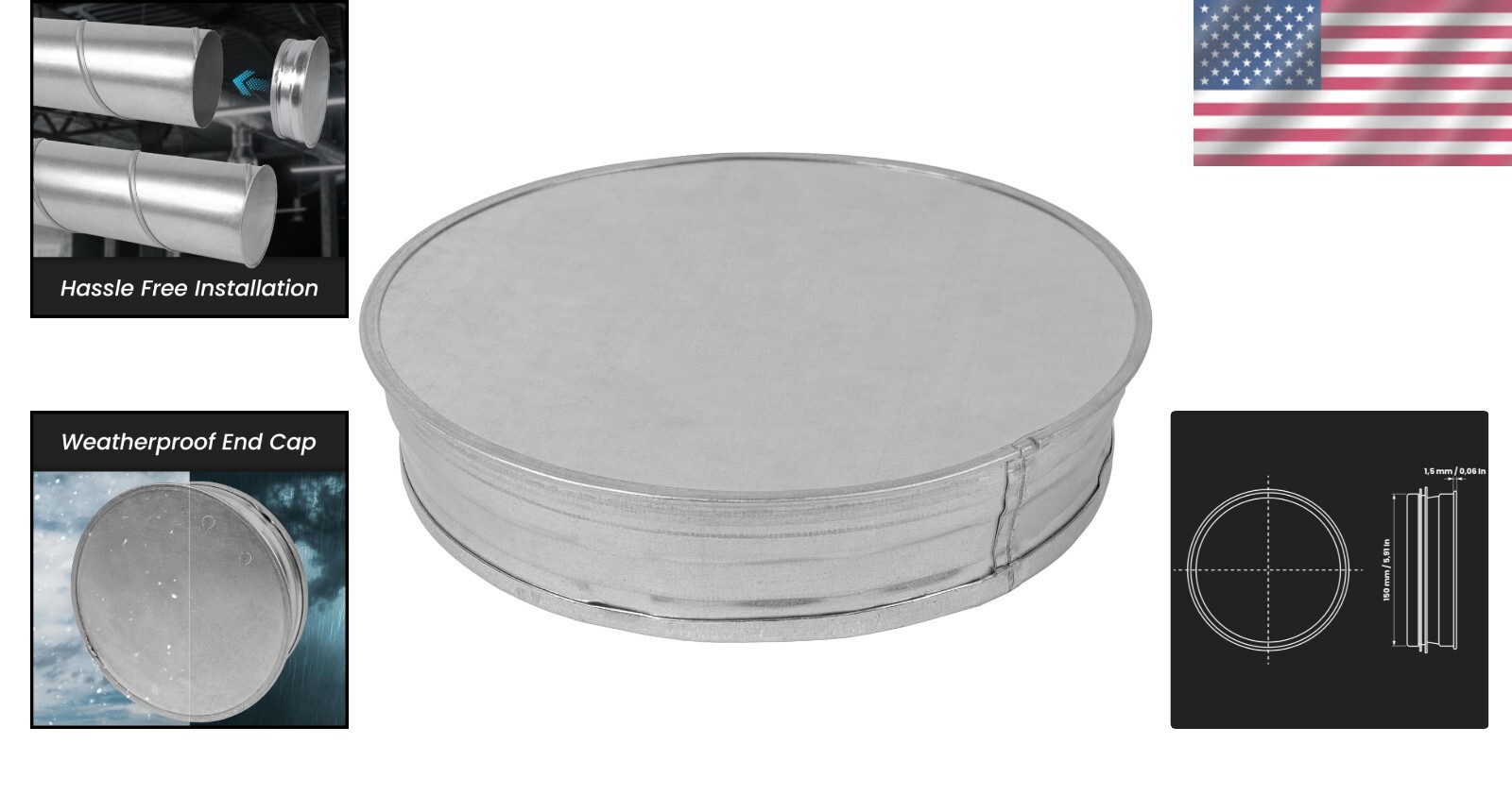 6-Inch Galvanized Steel Round Vent Cap – Durable Indoor/Outdoor Duct Cover