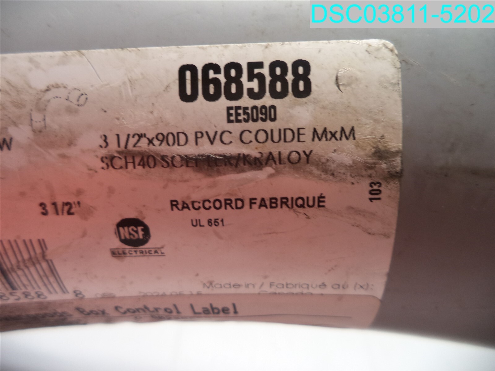 Scepter 068588 ELBOW CNDT 3-1/2 IN 90 DEG PVC 15 IN 622454685888