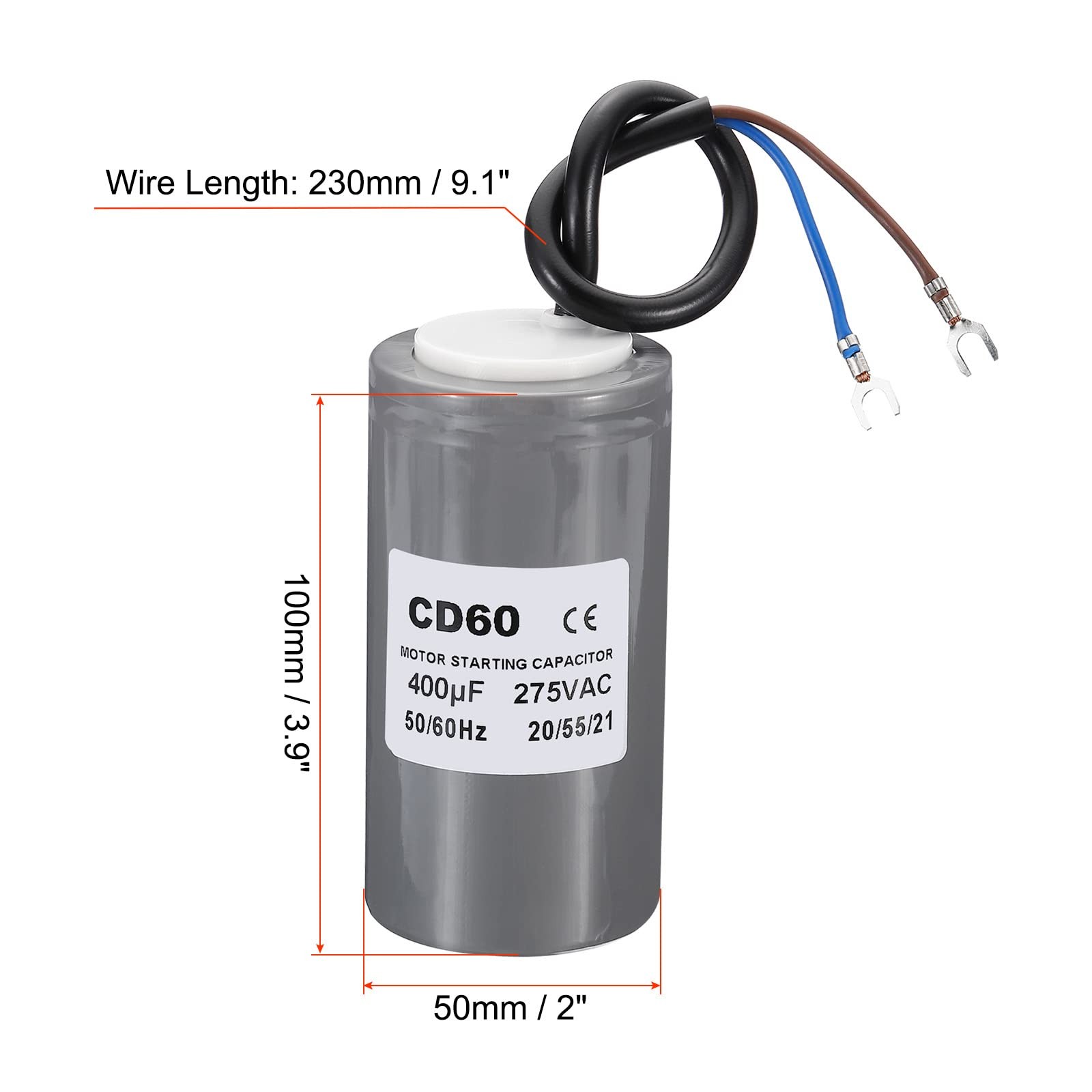 PATIKIL CD60 Running Capacitor, 400uF 275V 2 Wires 50/60Hz Motor Starting…
