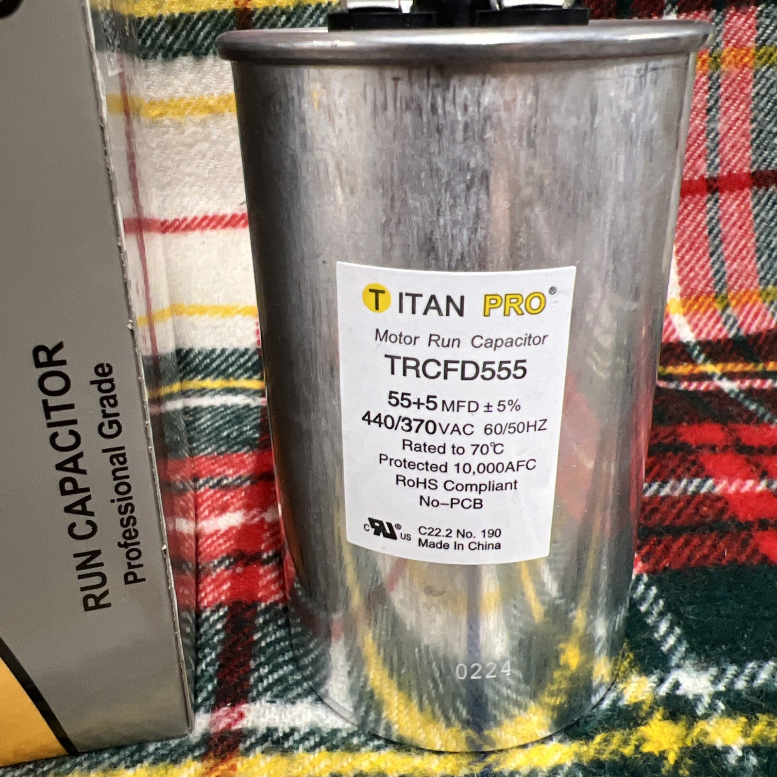 New Titan Pro TRCFD555 HVAC Round Capacitor 55/5 MFD/UF 440/370 VAC Lot Of 2