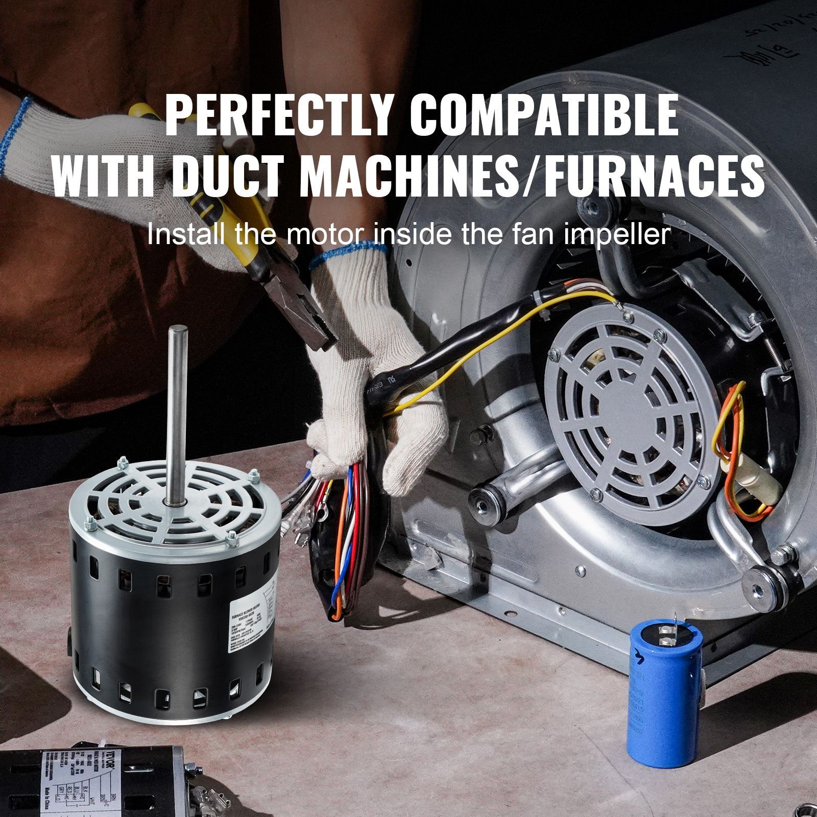 3/4HP Furnace Blower Motor, 208/230V 3.85Amps, 1075RPM 5 Speeds, CW/CCW Rotation