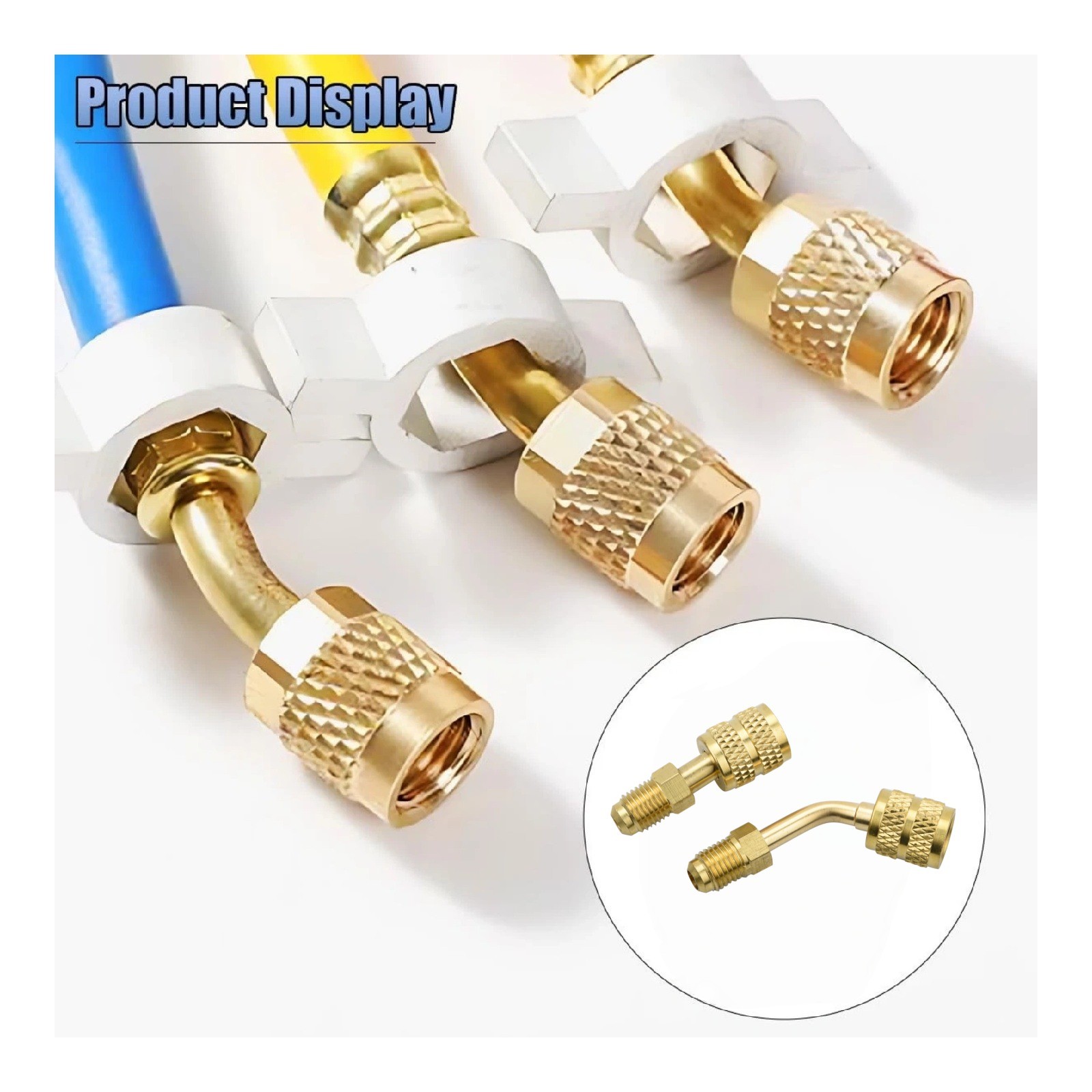 Brass Flare Adapter 5/16 Female to 1/4 Male R410A Mini Split for HVAC Gauge