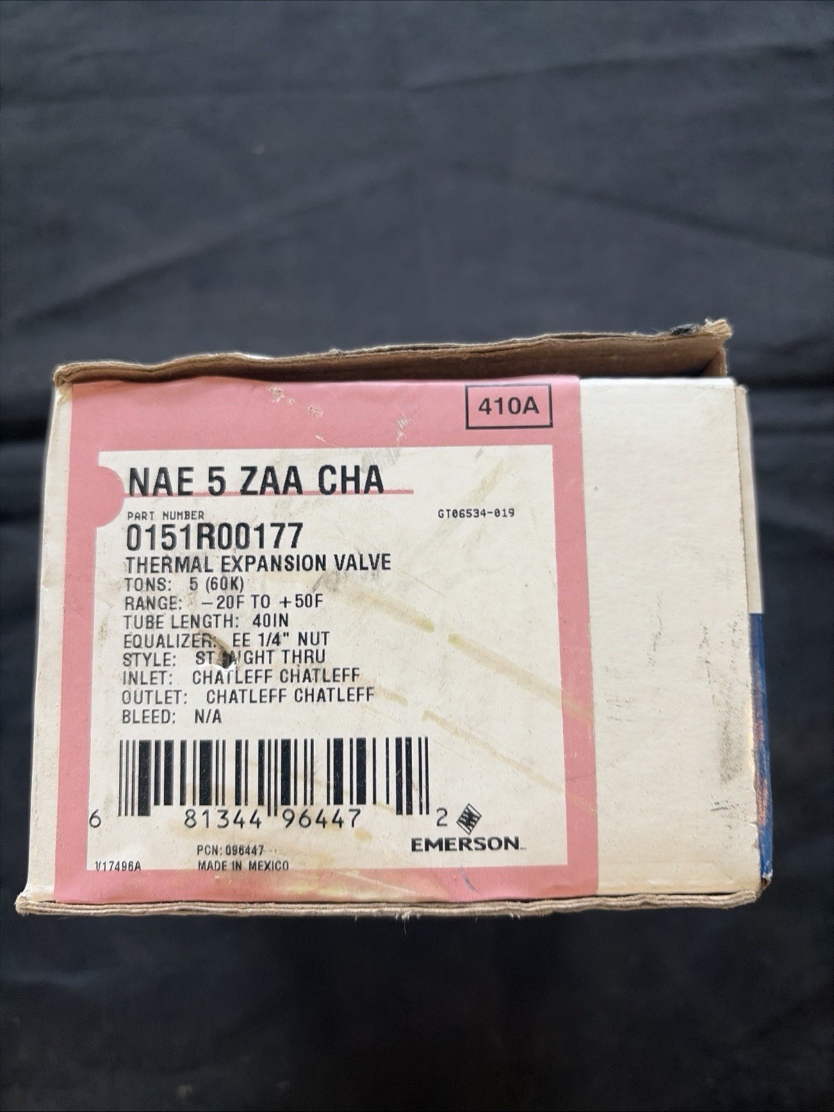 THERMAL EXPANSION VALVE NAE 5 ZAA CHA 5 TON PART # 0151R00177 NEW