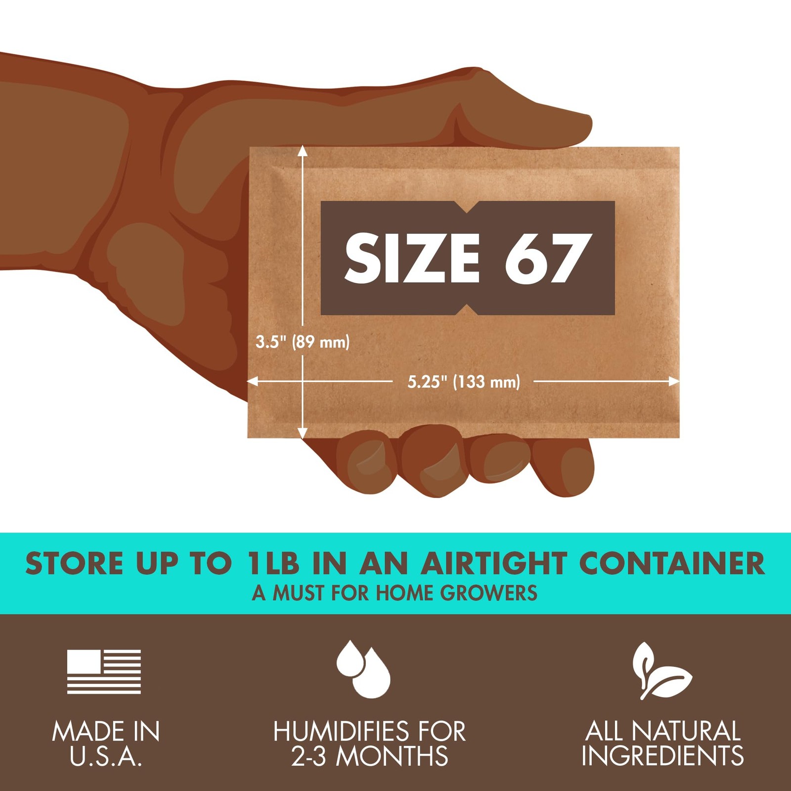 Boveda 62 Two-Way Humidity Control Packs For Storing 1 Lb Size 67 12 Pack