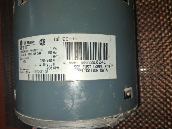 GE Genteq 1 HP ECM Blower Motor 5SME39SL0241 | 3-Wire Plug Motor Only