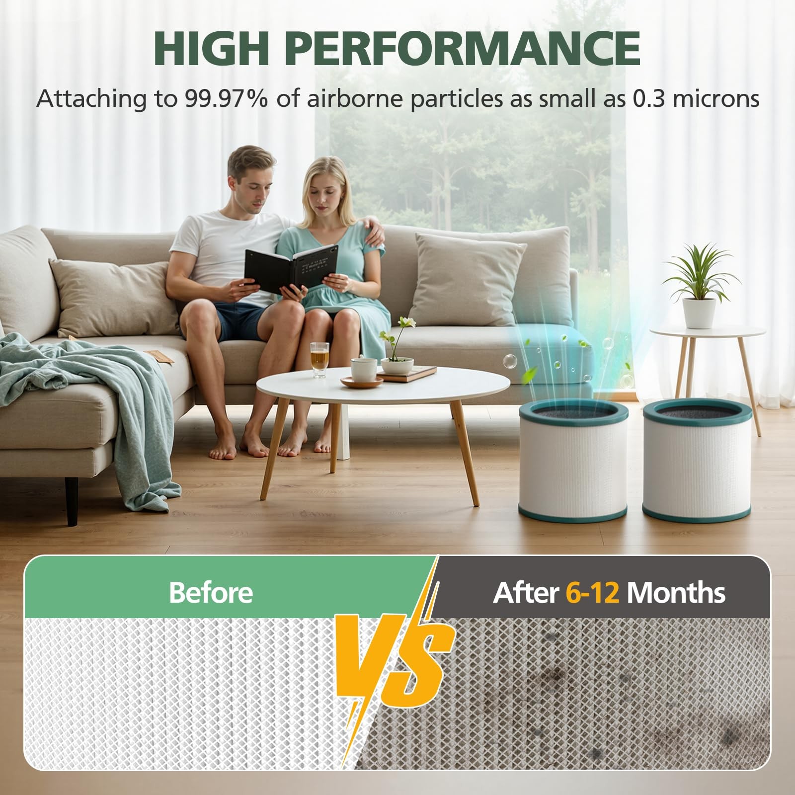 TP01 HEPA Replacement Filter 2 Count (Pack of 1), Green-2 Pack Version