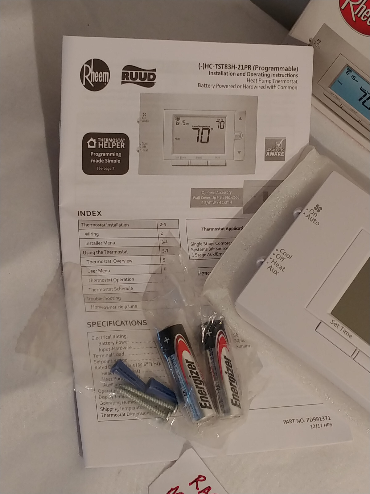 Rheem Thermostat – 2H/1C Programmable – RHC-TST83H-21PR