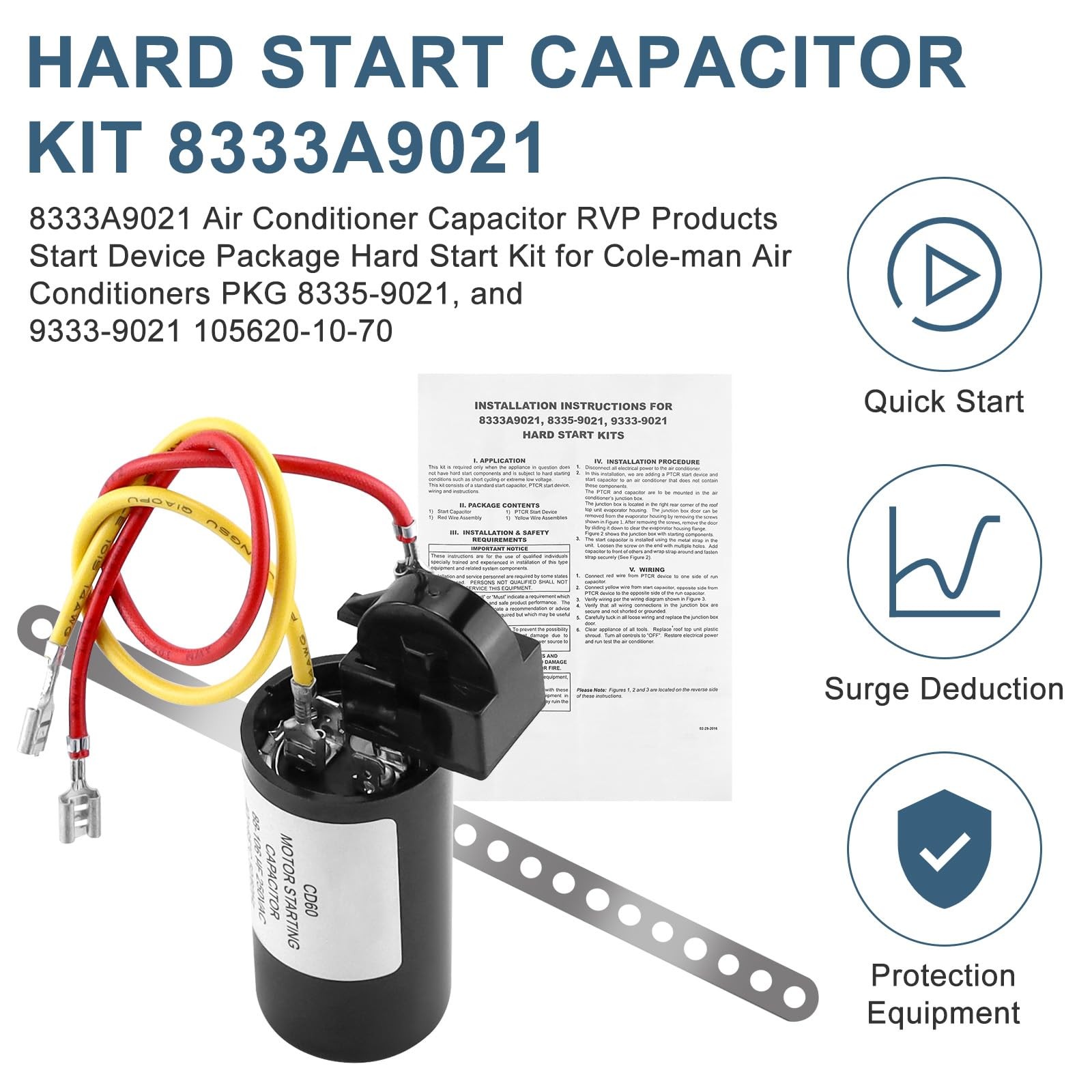 Fetechmate 8333A9021 Air Conditioner Hard Start Kit 1 Count (Pack of 2)