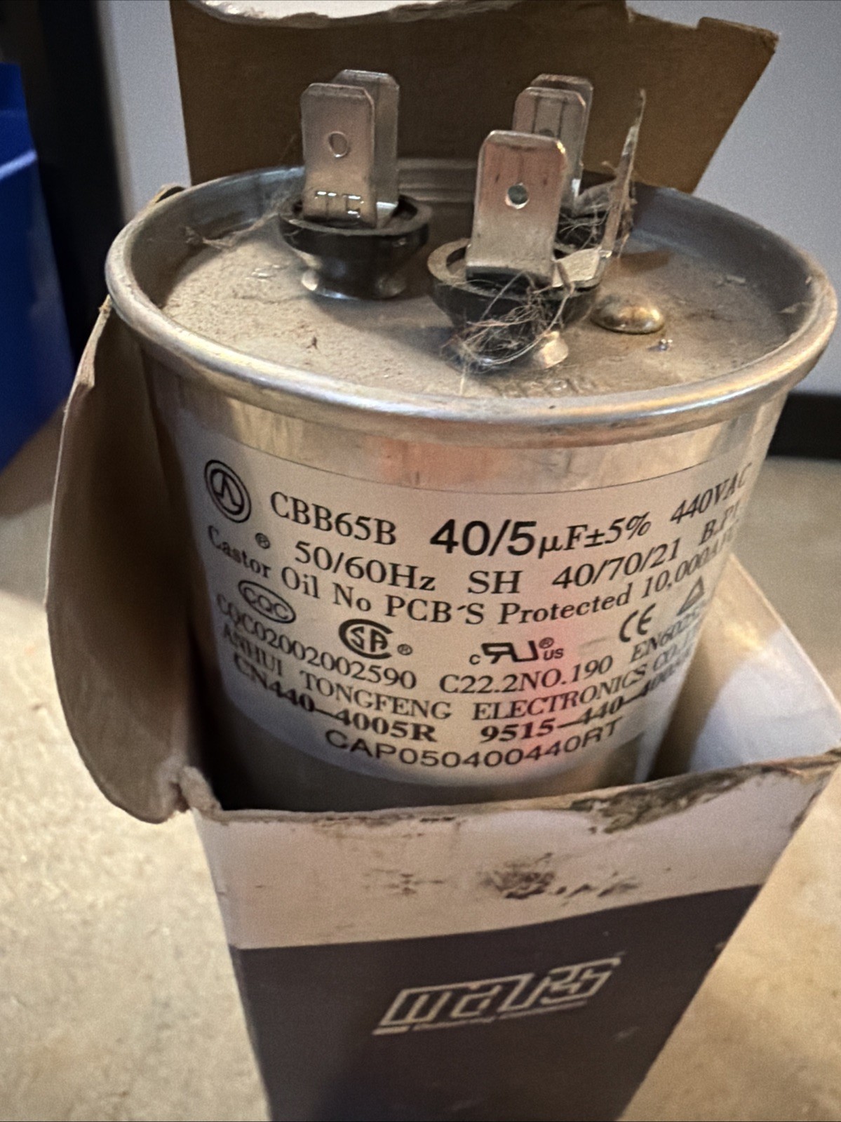 40 + 5 uF Jard by MARS 14294 MFD 440V Motor Run Capacitor, Round