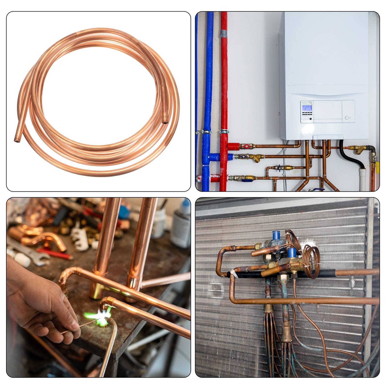 Copper Tube 5/16” OD x 9.8Ft Refrigeration Flexible Pipe Seamless Hollow