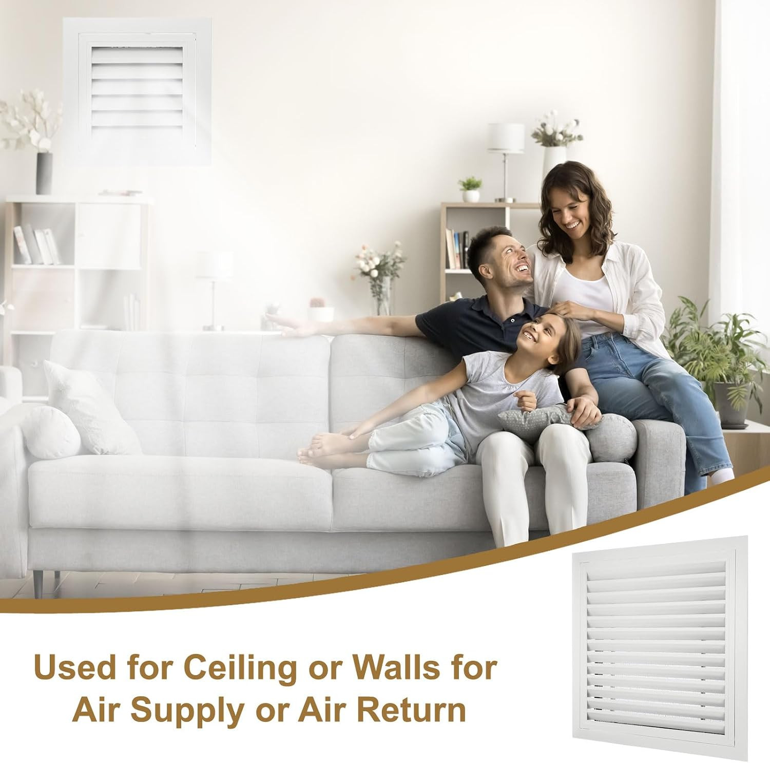 20″ X 20″ Aluminum Return Grille, Return Air Vent Cover Linear Bar Removable Gri