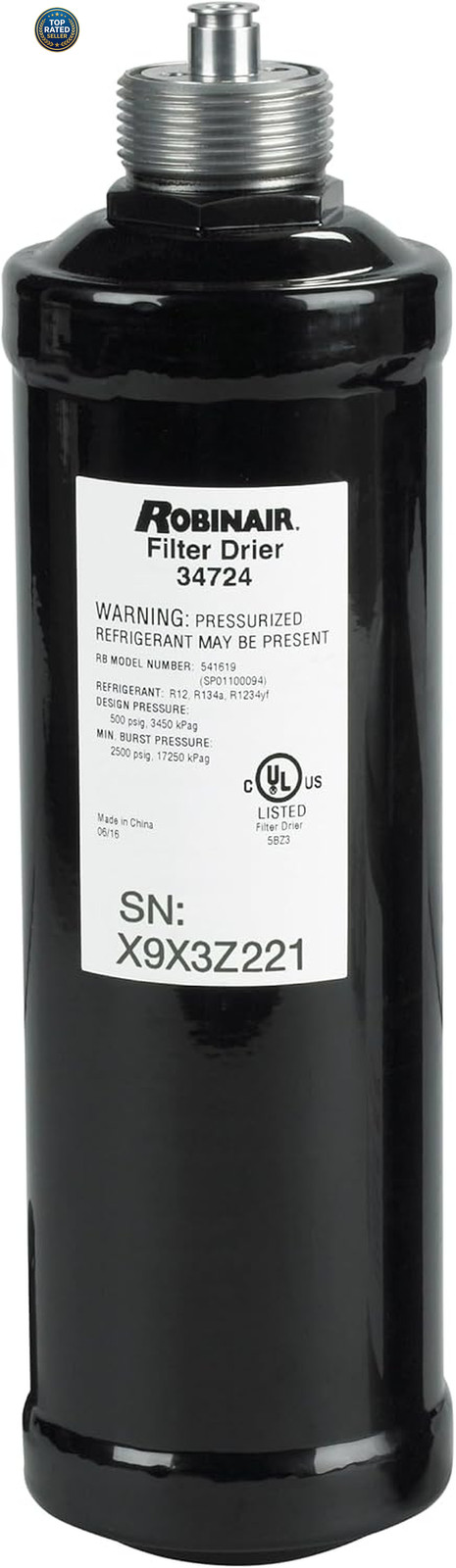 34724 A/C Recycling Filter-Drier Spin-On Replacement Filter – Compatible with 34