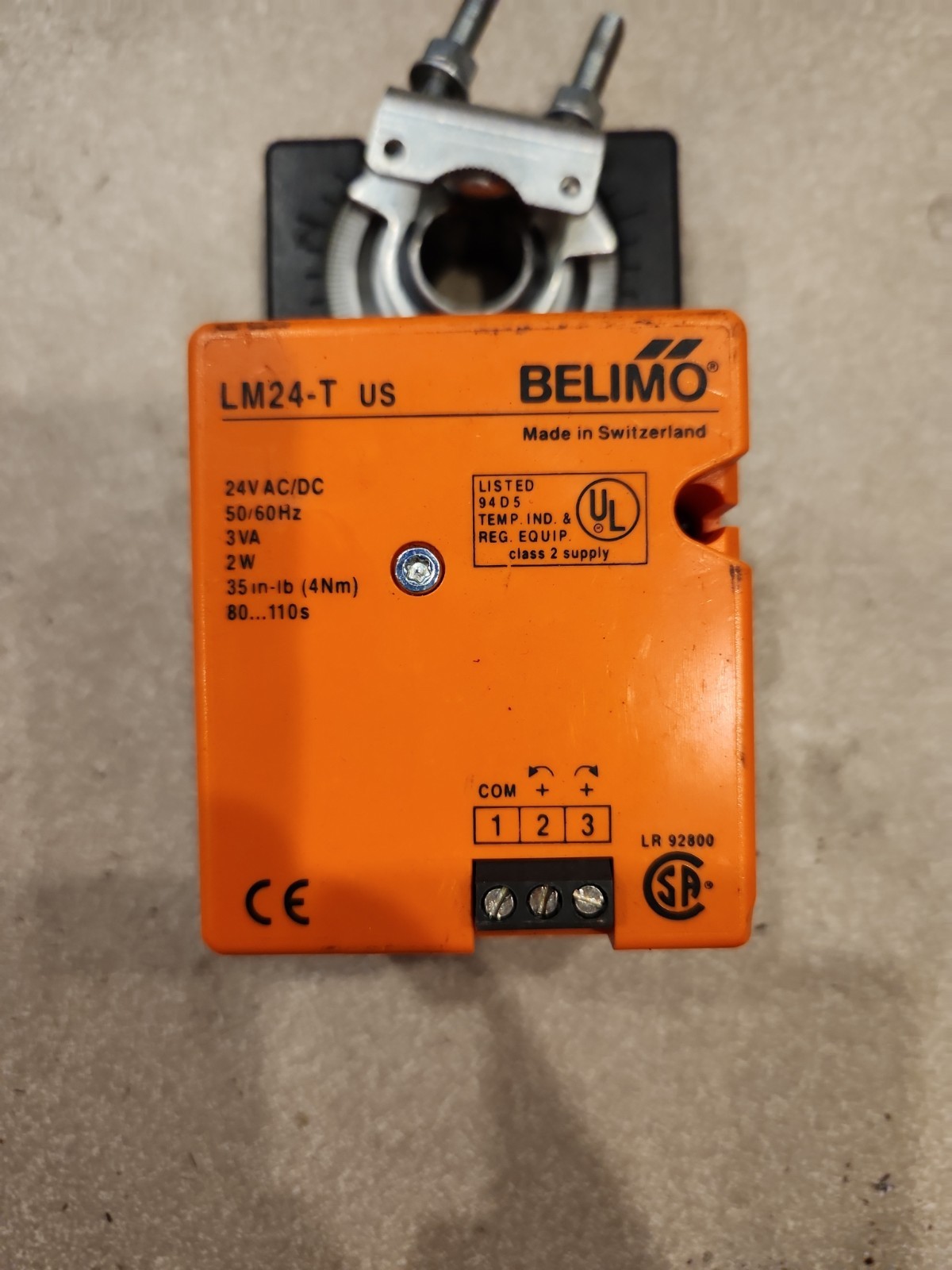 BELIMO LM24-T Actuator 24VAC/DC 35 in-lb 80-110s HVAC Damper, Conner damaged!