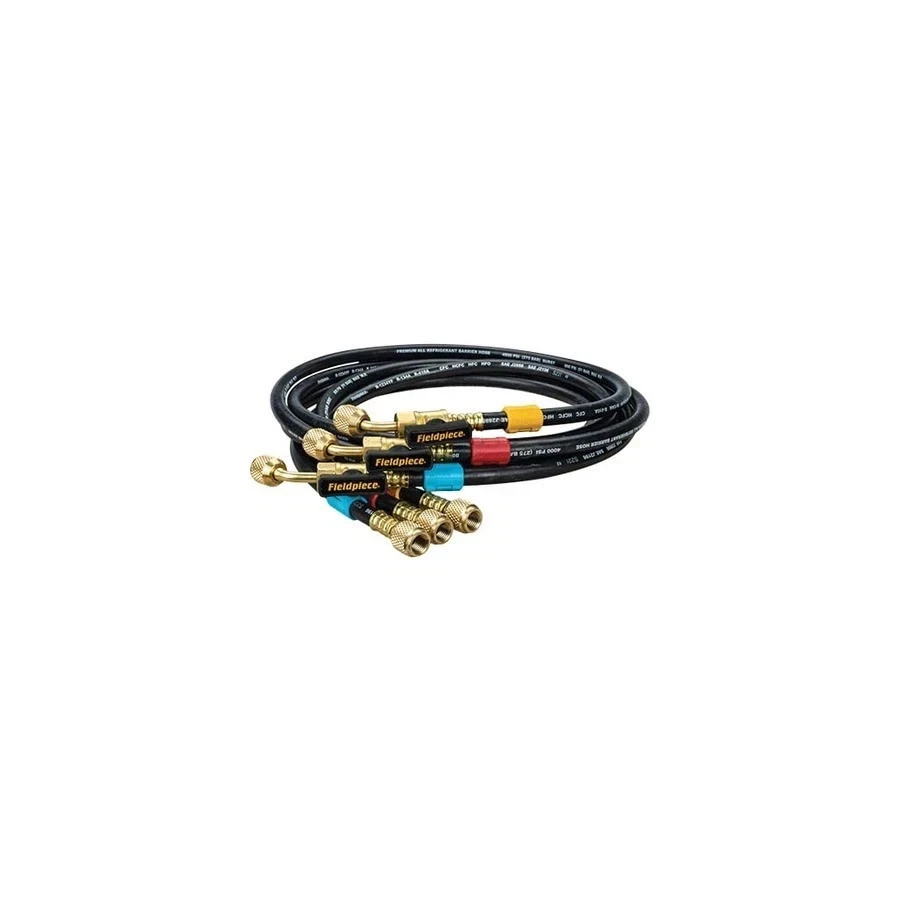 Fieldpiece HR3B Ball Valve Refrigerant Hose Set (3) with Color Tags – 1/4″ x 1/4