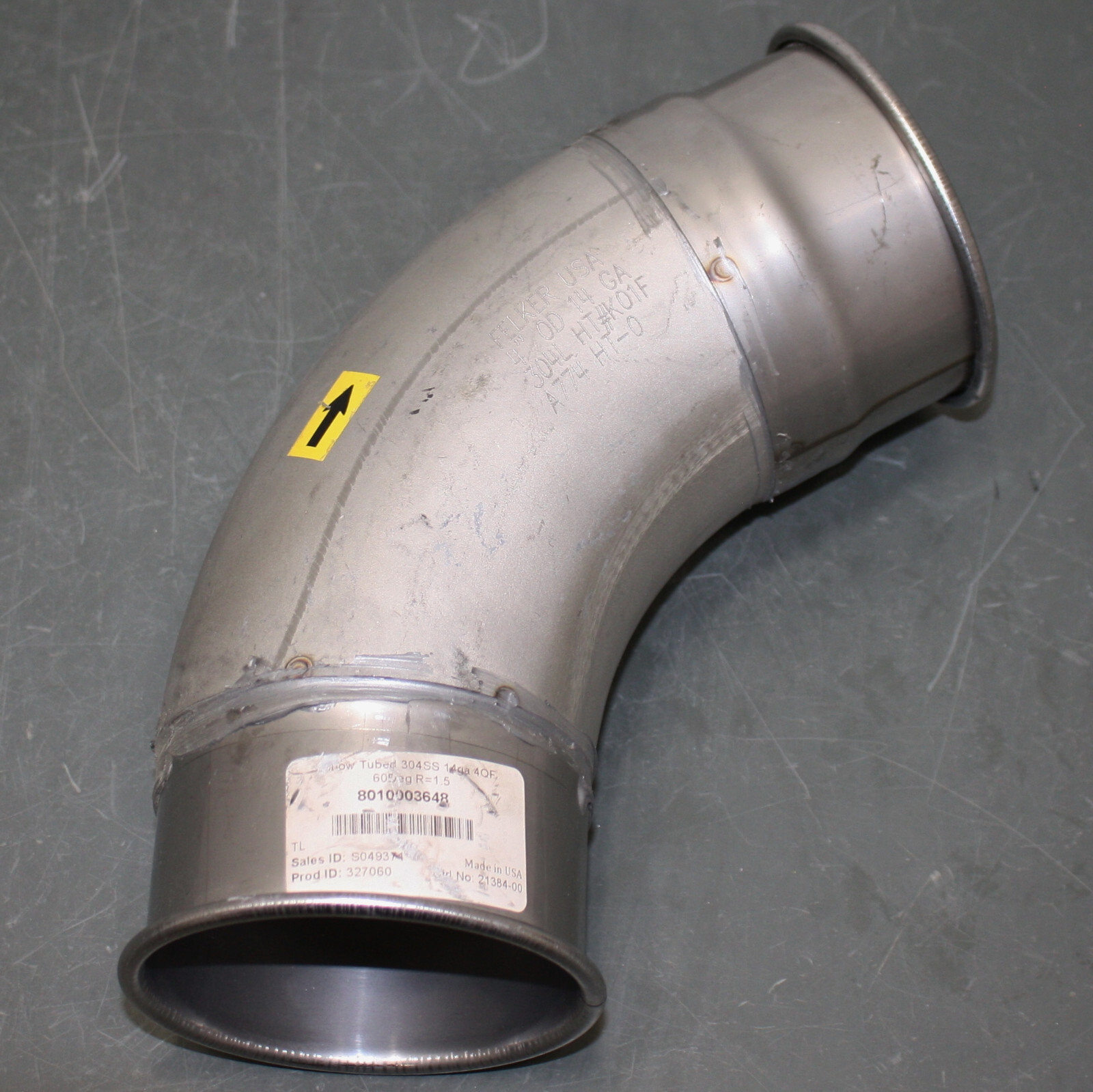 Nordfab 60° Elbow 8010003648, 4″ Duct, Stainless Steel, 14 ga QF Quick Fitting