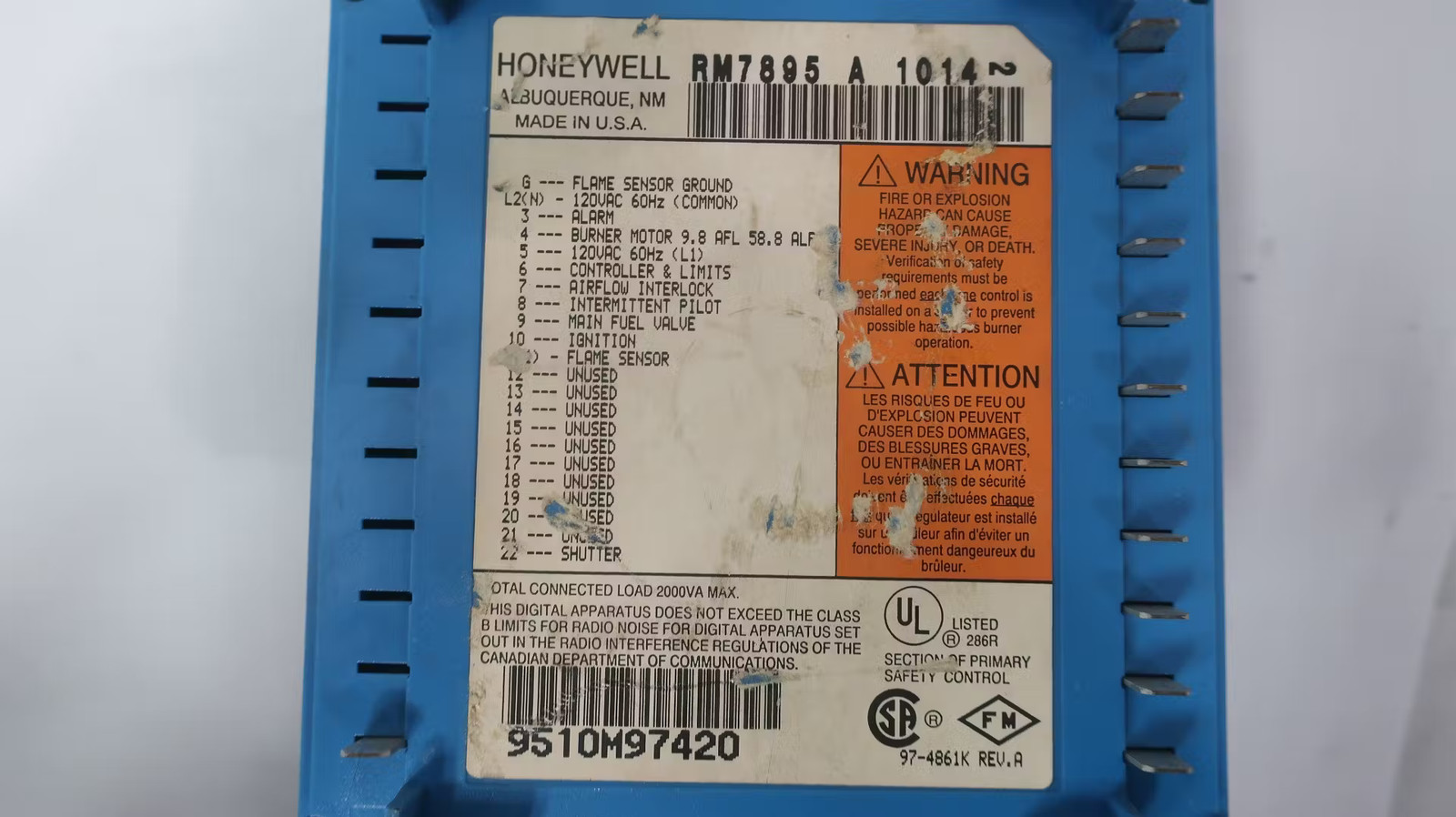 Honeywell RM7895 A 1014 Burner Control Module 120v-ac -40f-140f