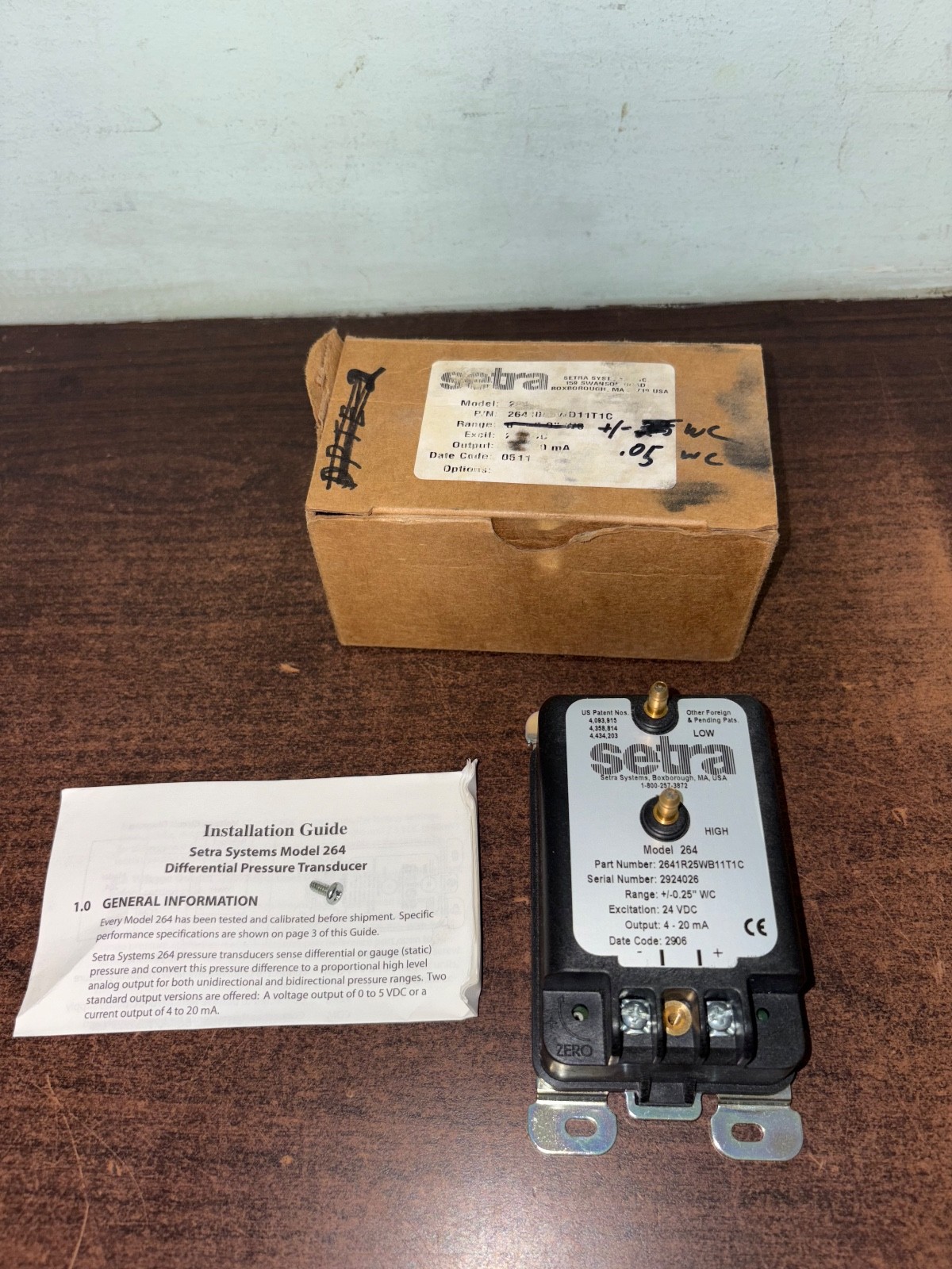 NOS SETRA 2641R25WB11T1C DIFFERENTIAL PRESSURE TRANSDUCER B353