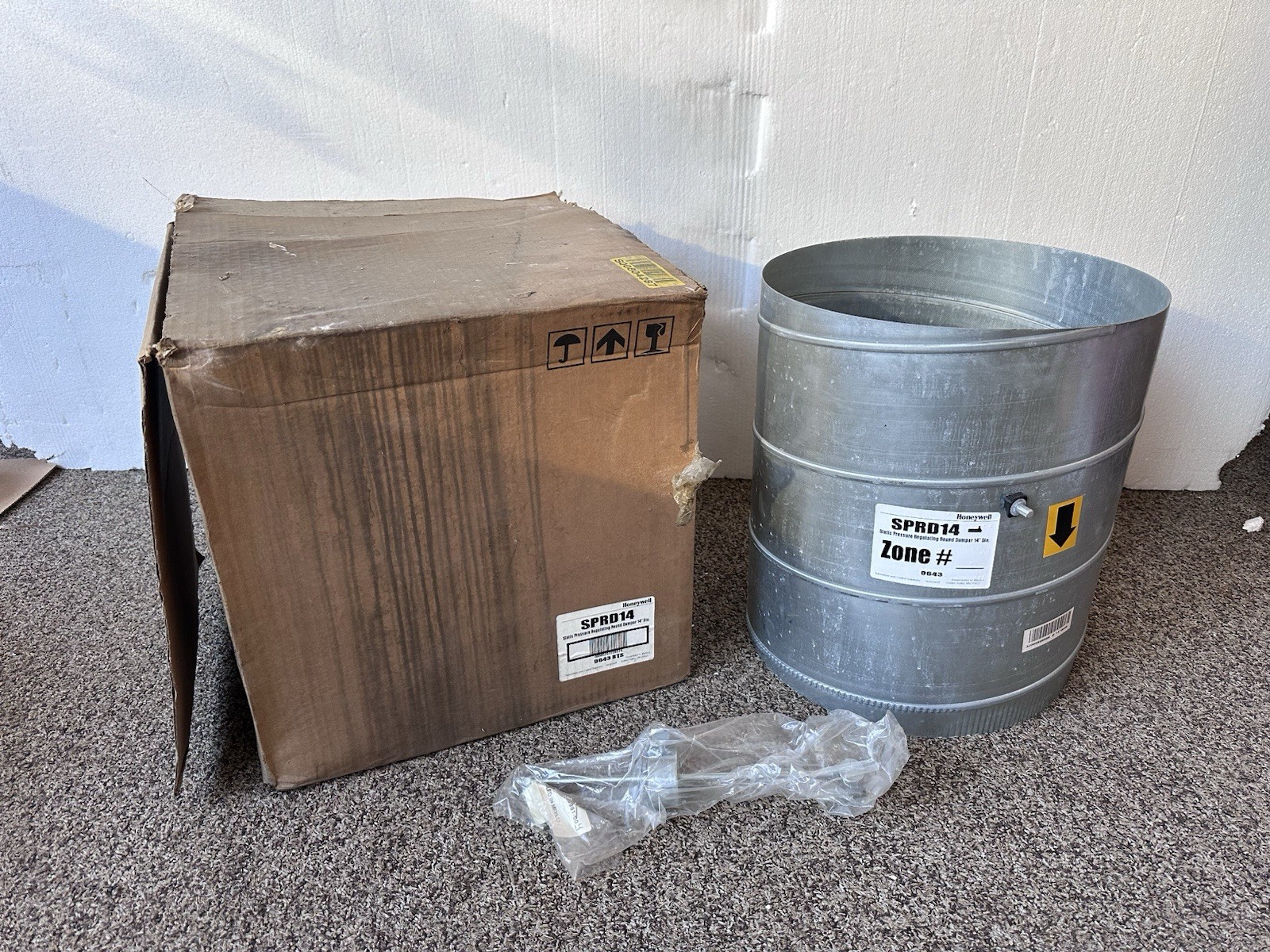 Honeywell SPRD14 Static Pressure Regulating Round Damper 14″ Diameter Zone #0643