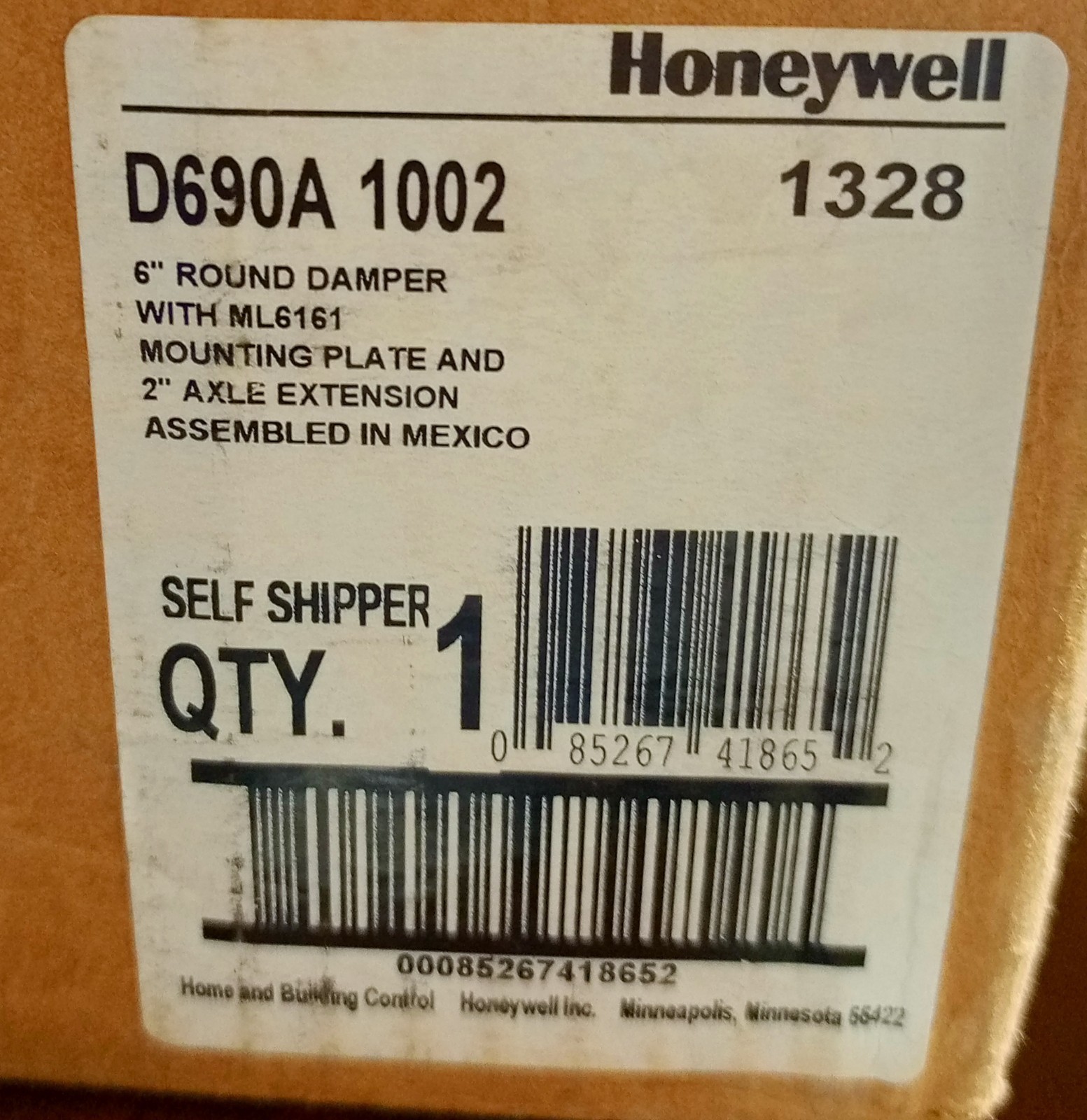 Honeywell D690A 1002 6″ Round Damper