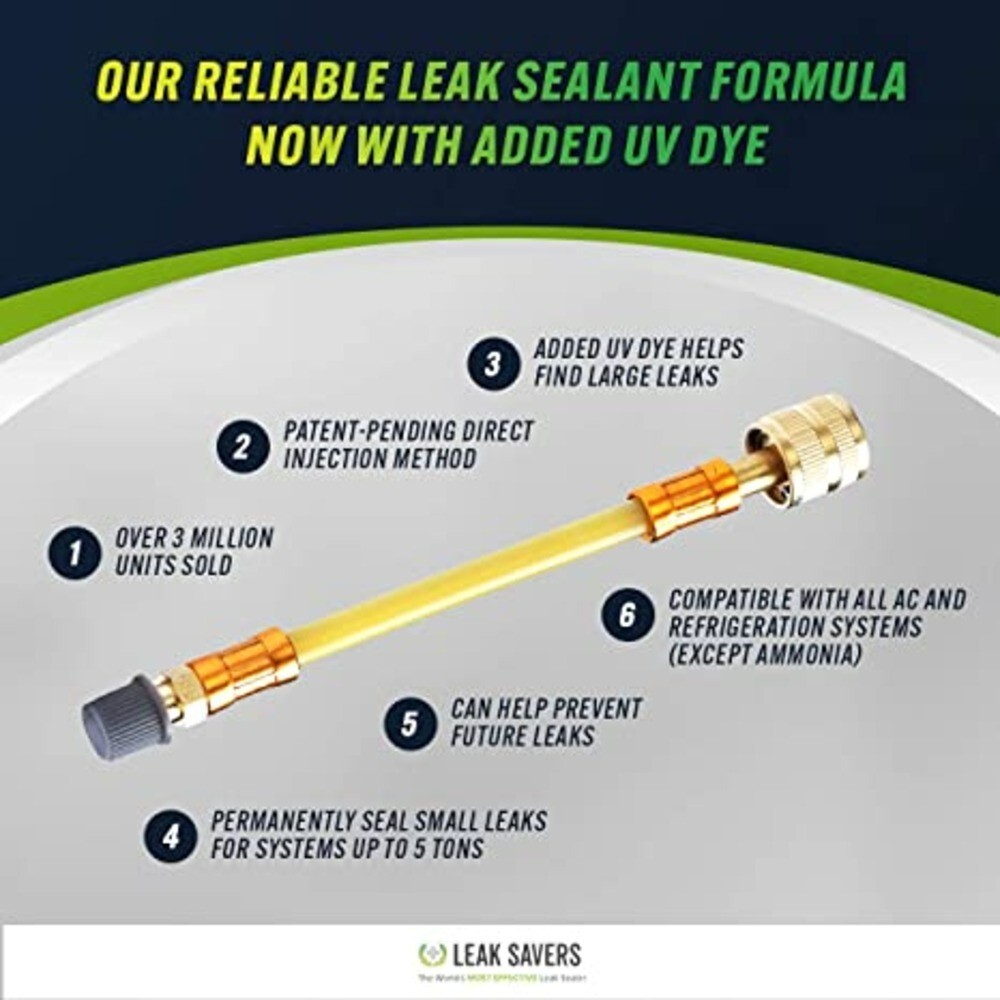 Leak Saver Direct Inject UV – 6 Pack – HVAC & Automotive Refrigerant Leak Sealer