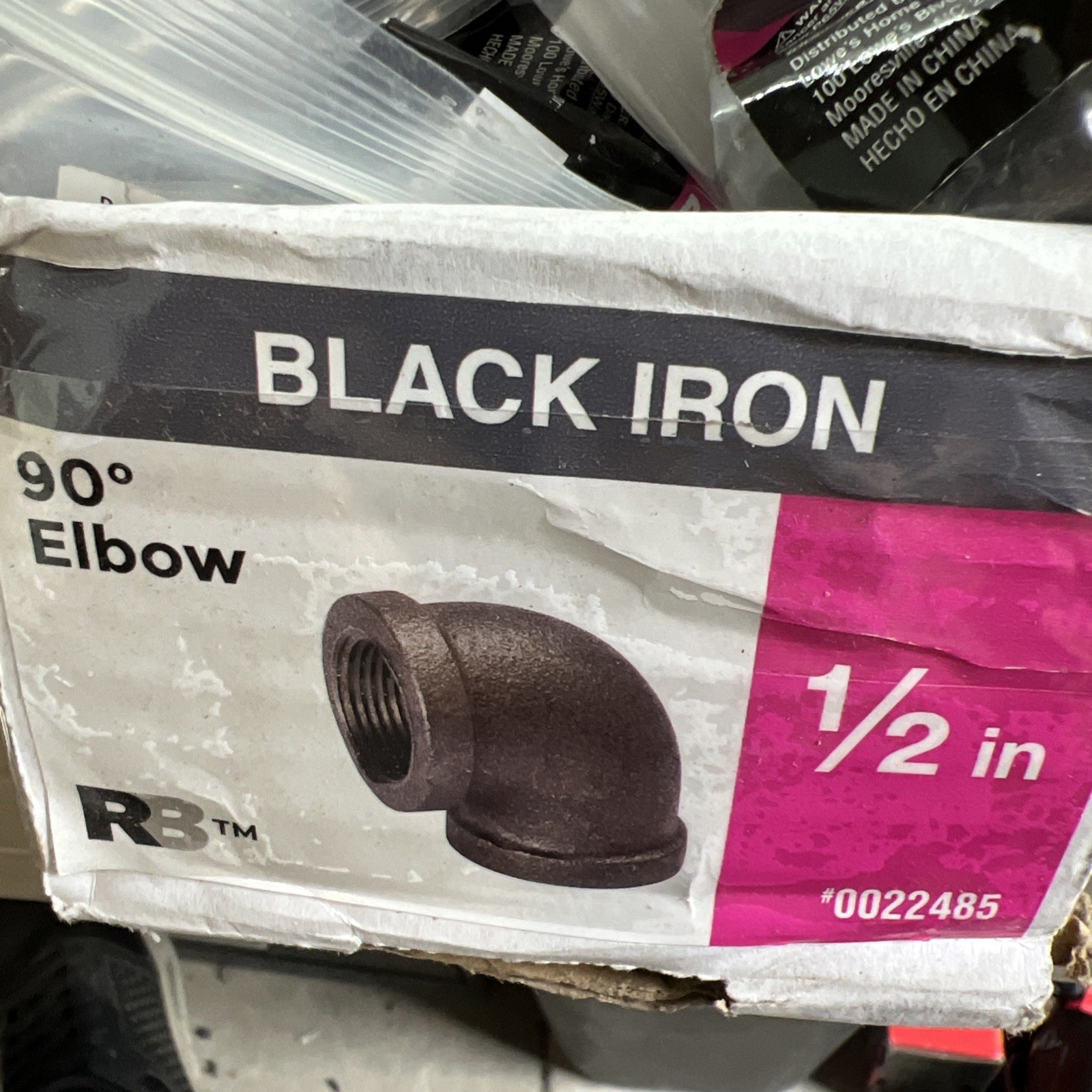 Full Case Of 50 RB Black Iron 1/2″ 90 degree FIP Elbow 22485