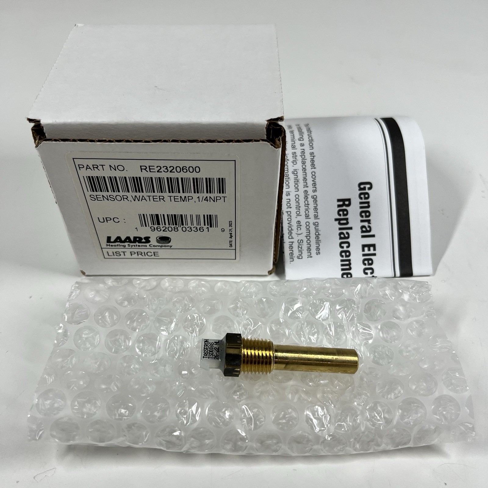 Tasseron 26-22 NL Inlet Water Temperature Sensor 1/4 NPT LAARS RE2320600 TSD00AS