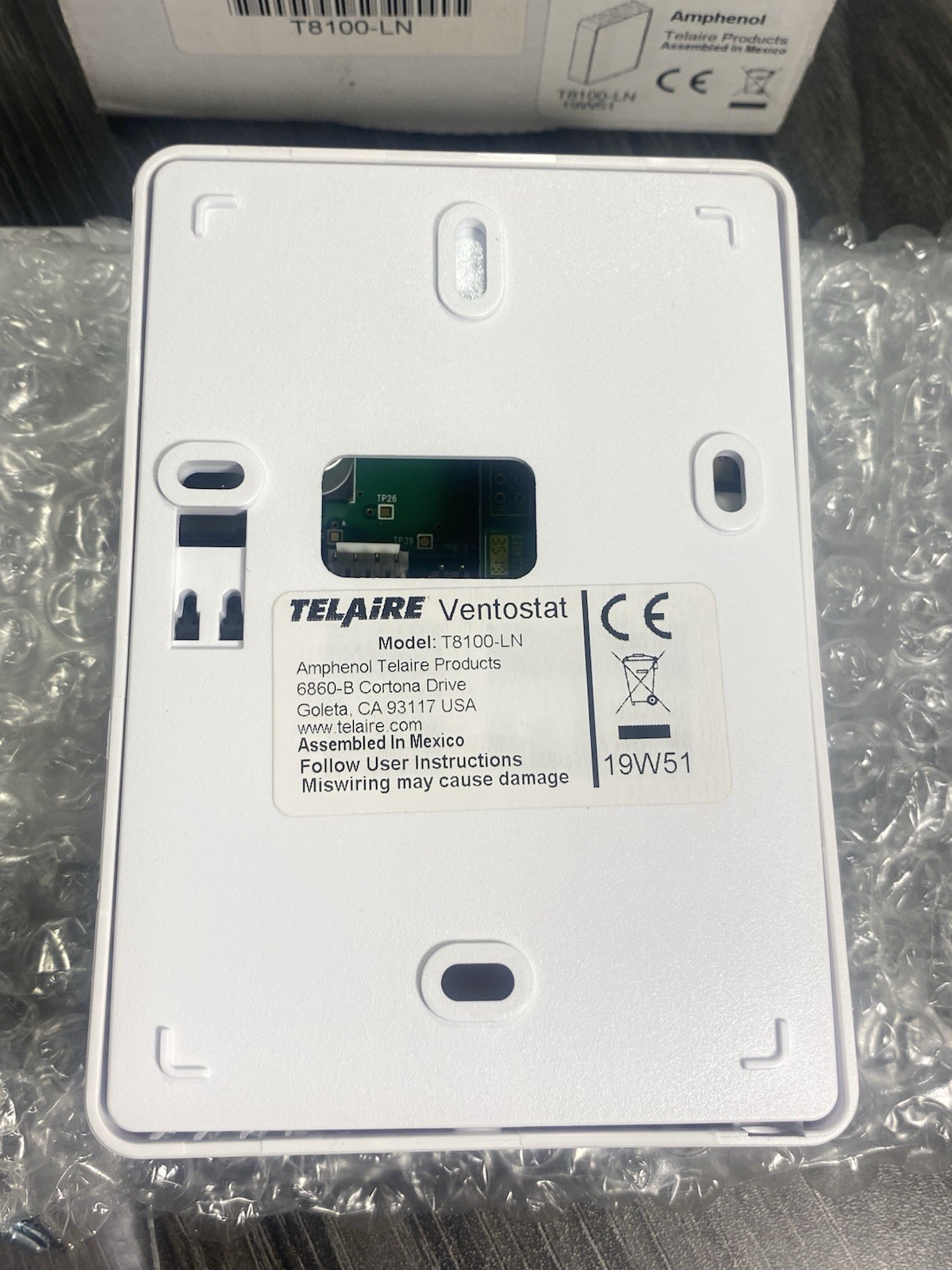 Lennox 87N53 Telaire T8100‑LN Ventostat White CO2 & Temp Sensor LCD 8000 Series