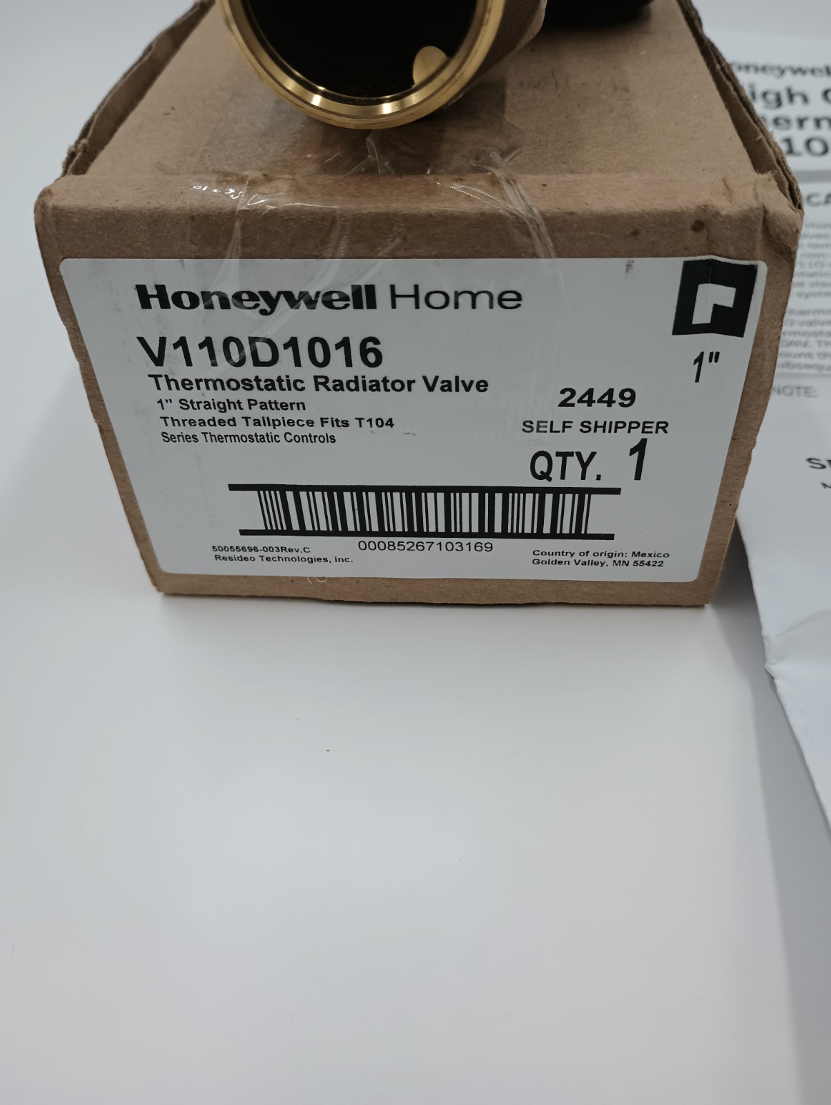 HONEYWELL V110D1016 THERMOSTATIC 1″ STRAIGHT VALVE FOR HIGH CAPACITY RADIATOR