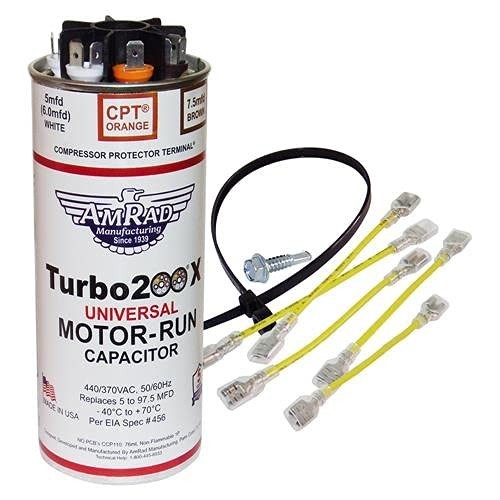 Amrad Turbo 200X Universal Motor Run Capacitor, 97.5 Mfd w/CPT Terminal