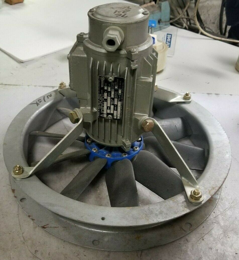 NEW WOODS AC FAN MOTOR 220 VAC 1 PHASE 3300 RPM D71B FRAME 640 WATT 12″ DIA