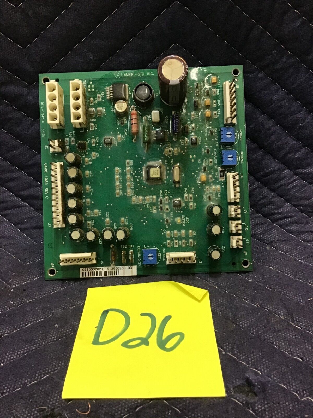 Trane American Standard 6400-1083 Furnace Control Printed Circuit Board REV-C