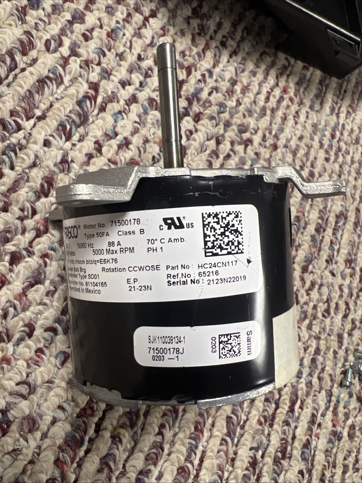 240793-762 HR46GH003 HC24CN117 81104165 715000178 Motor Only of Inducer Assembly