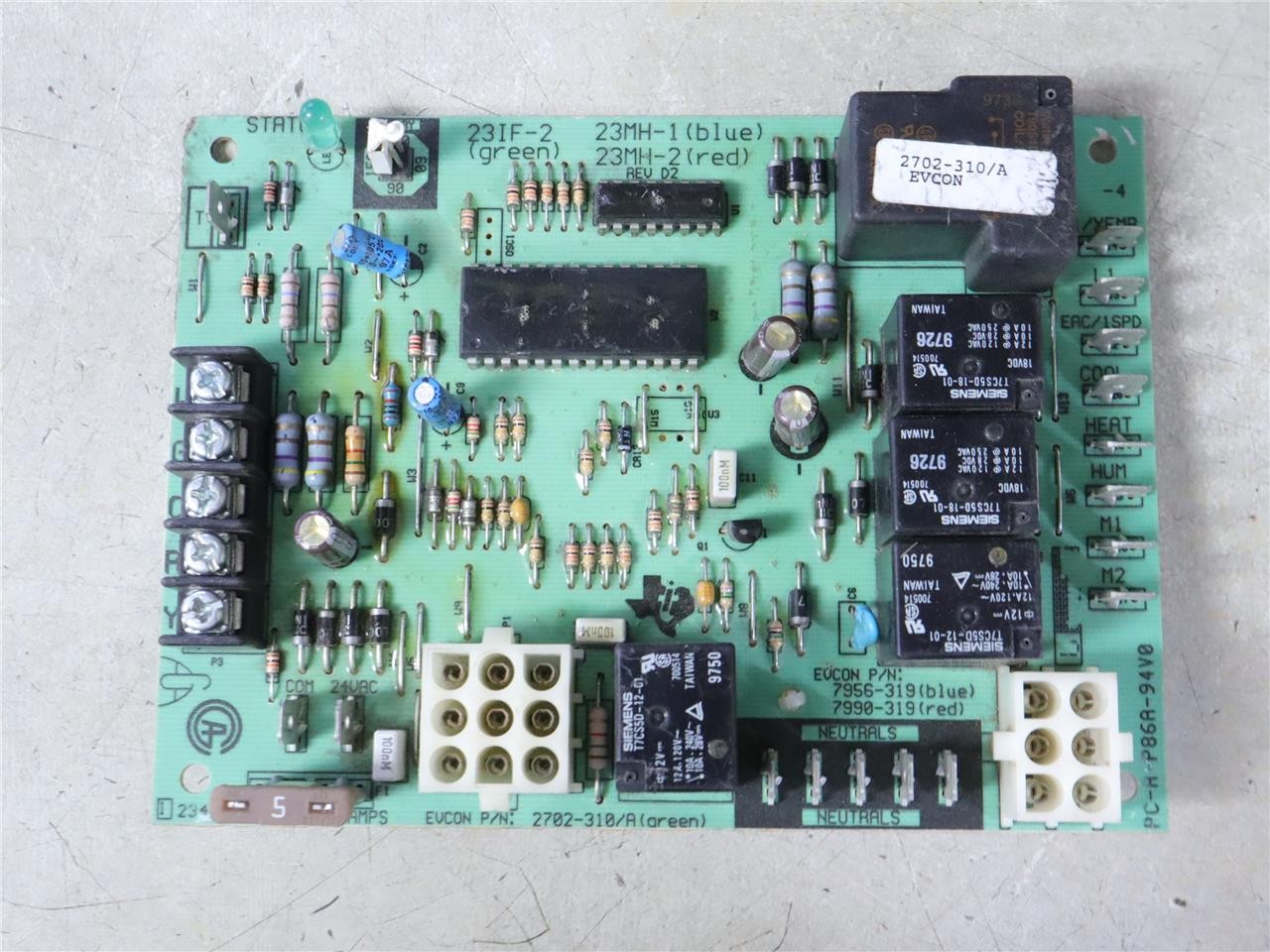 York Coleman Evcon 2702-310/A (green) Furnace Control Circuit Board 23IF-2