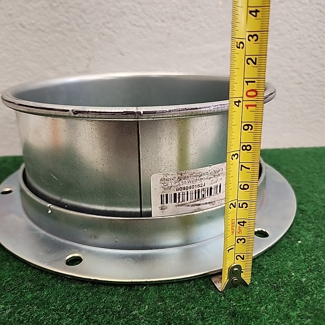 Nordfab 8″ QF Angle Flange Adapter Galvanized 22ga L=3.50″ 8040401824 Ducting