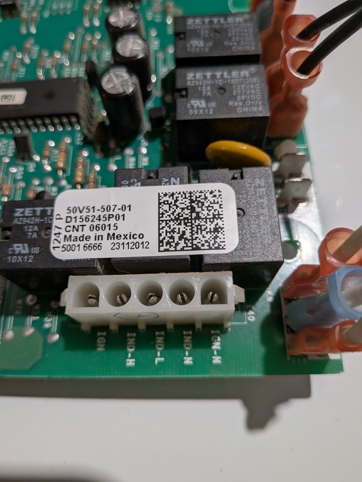 Emerson 50V51-507-01 Furnace Control Board 24V 12A (D156245P01, CNT 06015)