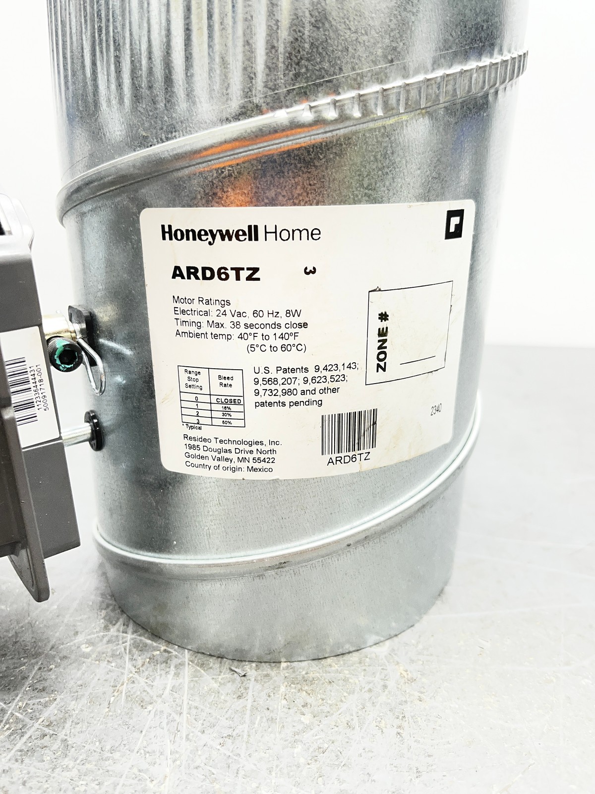 Honeywell / ARD6TZ / 24 Vac / 60 Hz – 8W / Round Damper
