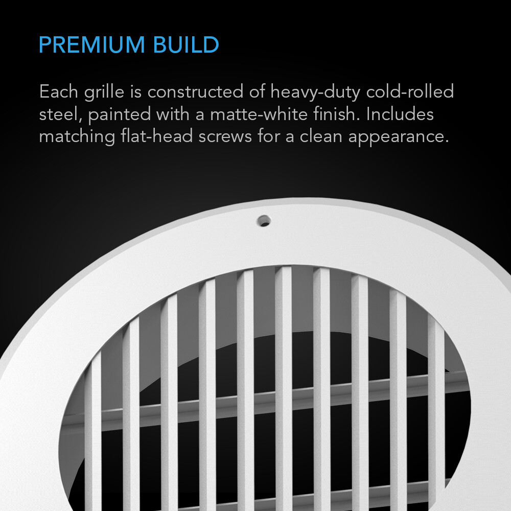 Wall-Mount Duct Grille Vent for Heating Cooling Ventilation, White Steel, 8-Inch