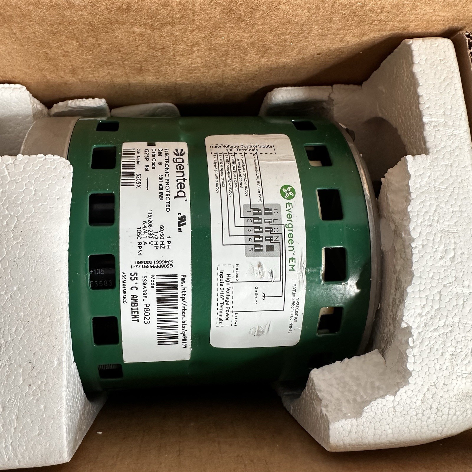 Regal Evergreen ECM Motor 6205X for Carrier HD44AE156 Genteq X13 ECM 1/2 HP