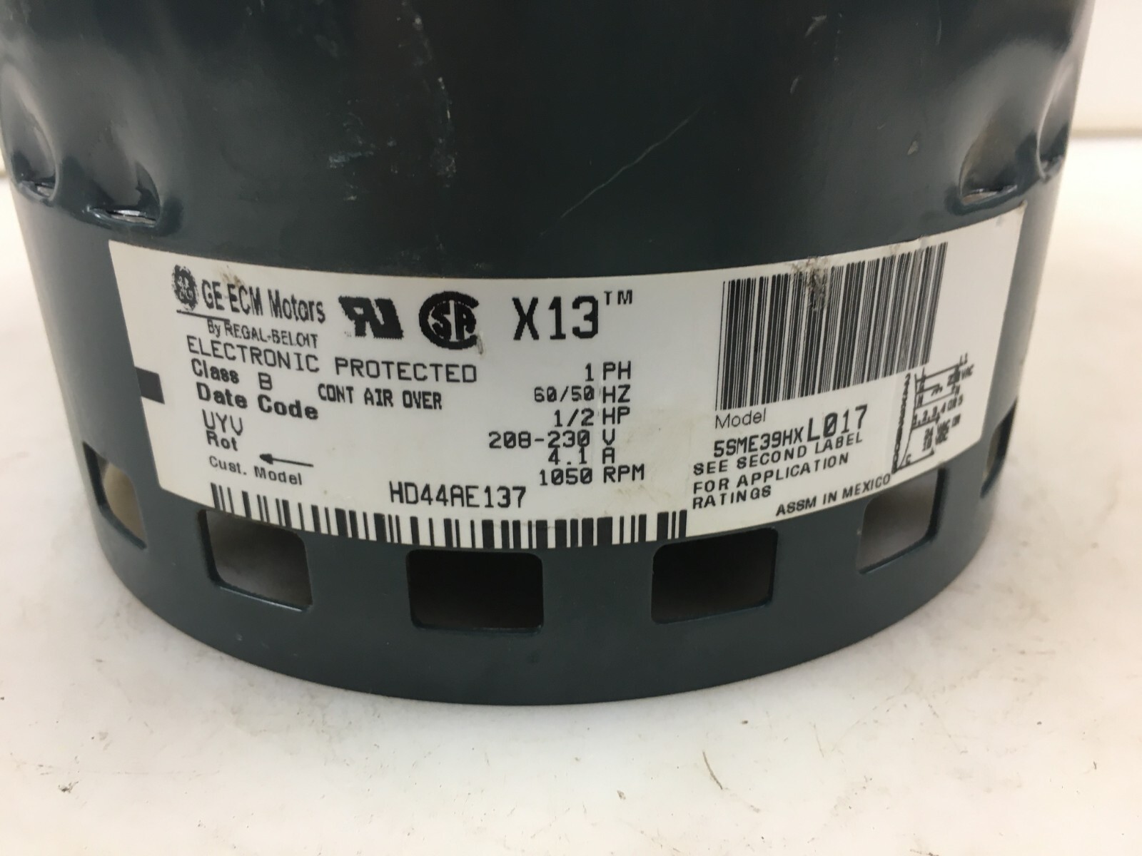 GE 5SME39HXL017 1/2 HP 230V Blower Motor ONLY (no module) HD44AE137 used #ME34
