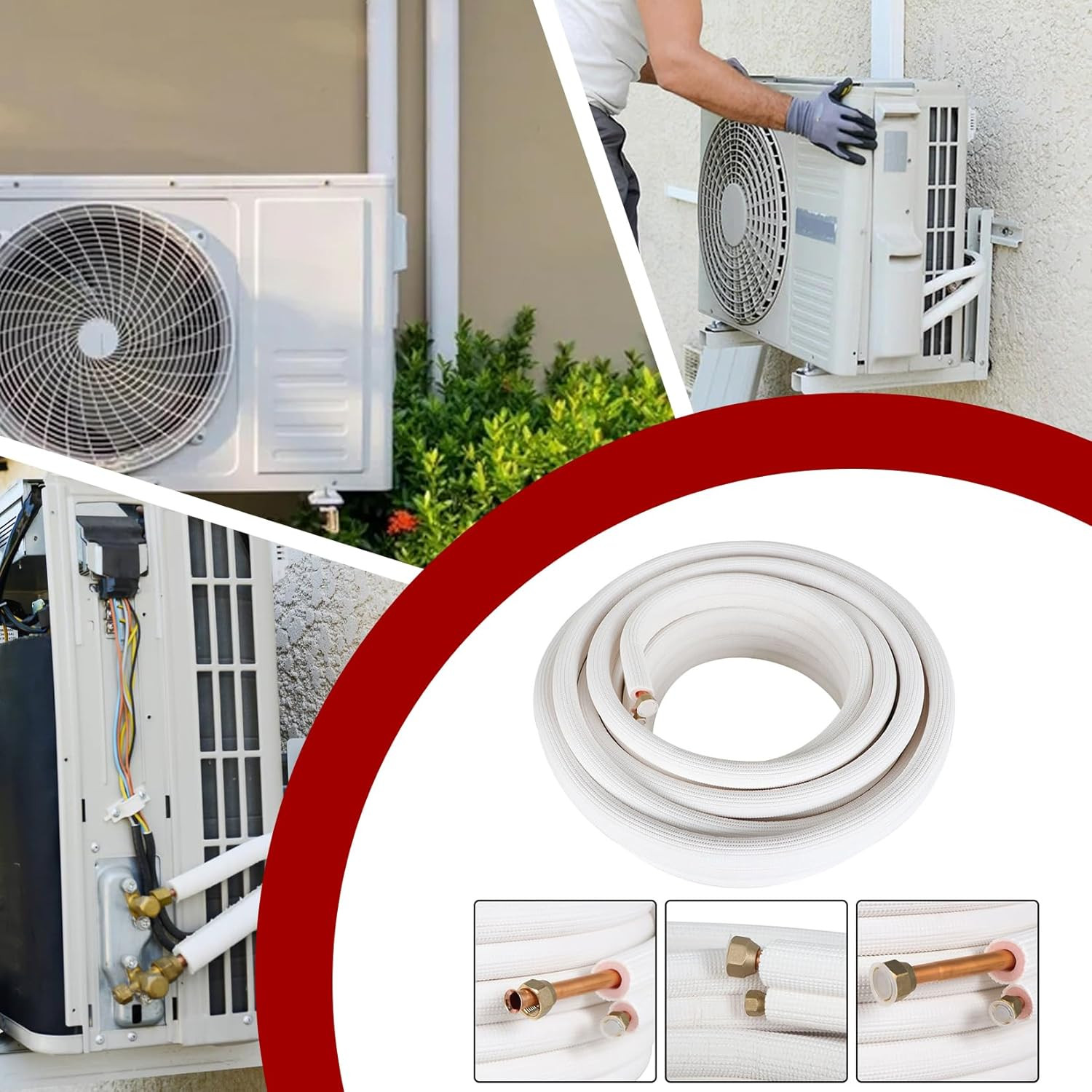 50FT Insulated Copper Hose for Mini Split AC – 1/4 & 3/8 Inch Extension Kit