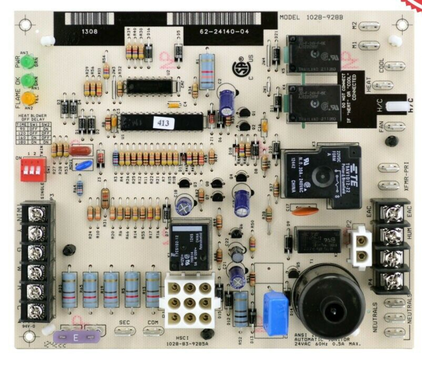 62-24140-04 Gas furnace control board Rheem Ruud 1028-928 Package Unit