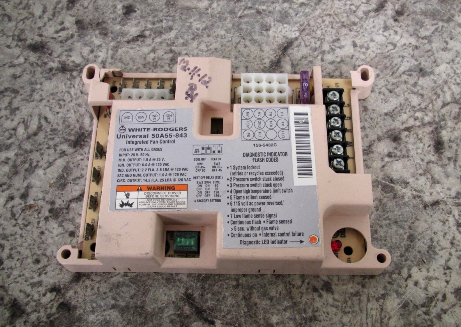 White-Rodgers 50A55-843 Universal Integrated Furnace Fan Control Board Module