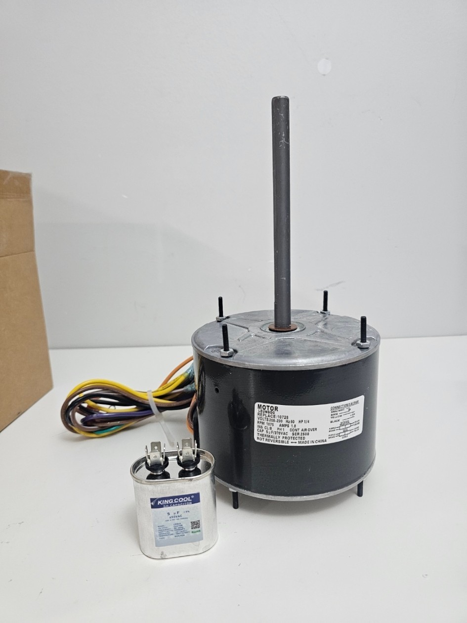 10728 1/4HP Condenser Fan Motor 1075 RPM 208-230V Replaces Mars Fasco Genteq