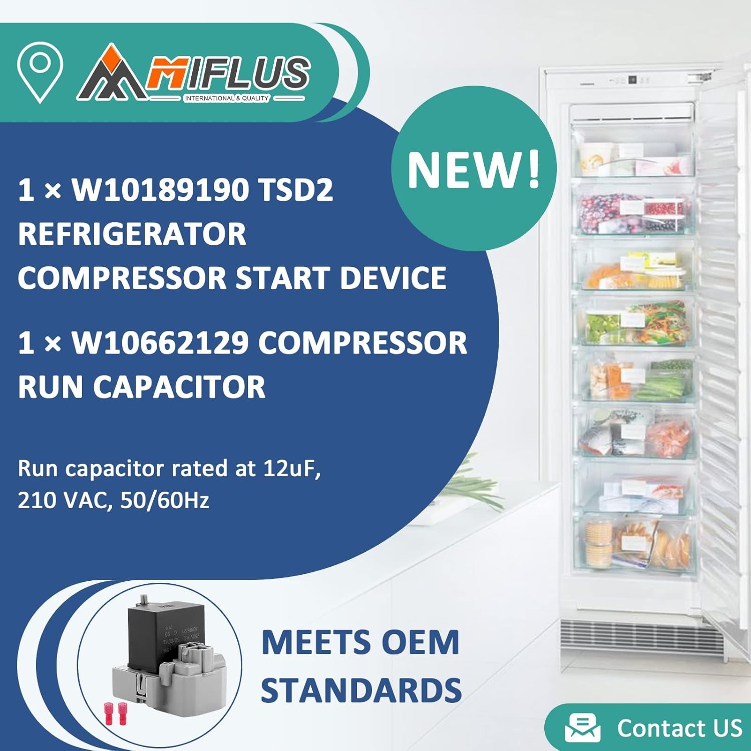 TSD2 Relay Compatible W10189190 Overload Relay W10662129 Compressor Capacitor