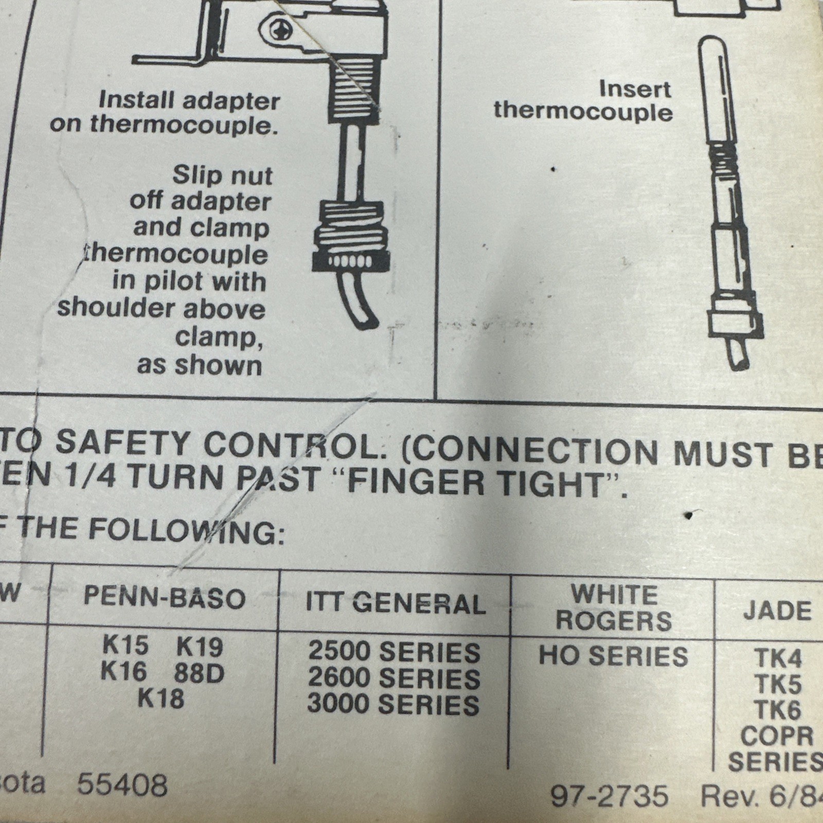 Honeywell Q340A1090 Universal Thermocouple 36 Inch 30mV