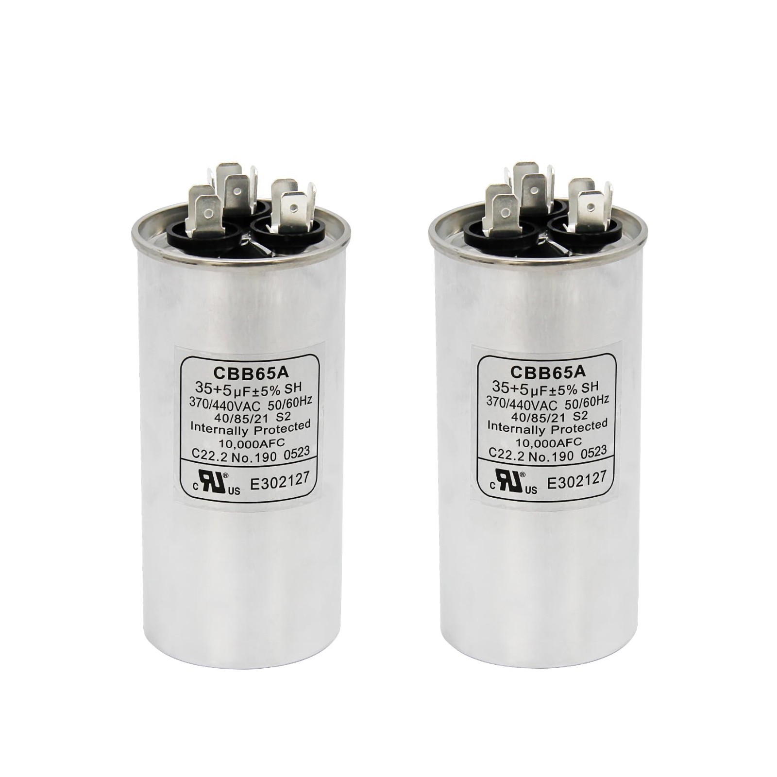 2 Pack 35/5 uF Dual Run Capacitor 370/440V for AC Motor, Heat Pump, HVAC Use