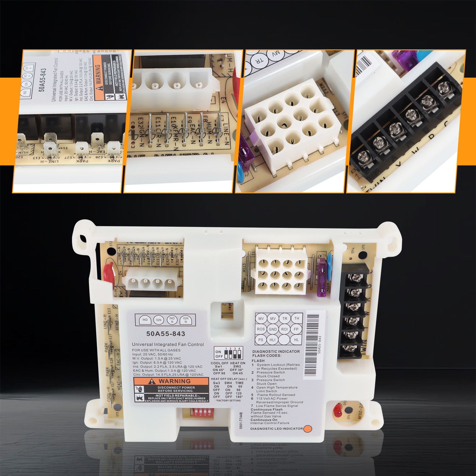 50A55-843 Integrated Furnace Control Board Fits White Rodgers For Lennox