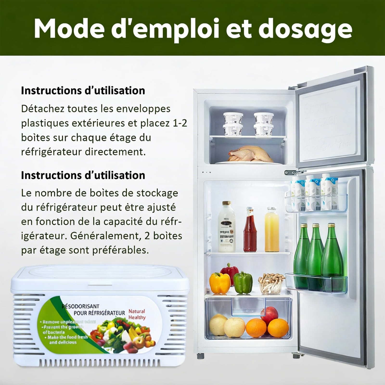6 Pack Fridge Deodorizer, Refrigerator and Freezer 1 Count (Pack of 6), White